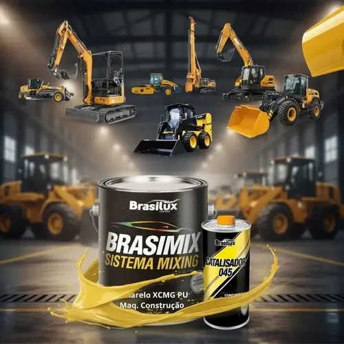 Kit Brasilux Brasimix Sistema Mixing com catalisador 045 e tinta PU amarelo para máquinas de construção