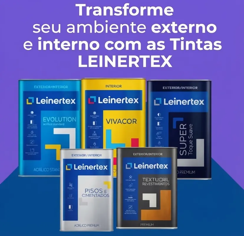 Linha de tintas Leinertex: Evolution, Vivacor, Super Toque Suave, Pisos e Cimentados e Textucril