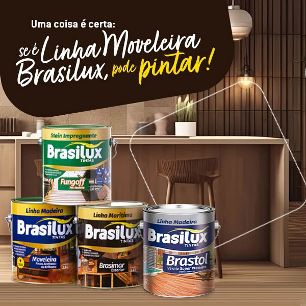 Brasilux Linha Moveleira: stain impregnante, moveleira, marítima e verniz Brastol